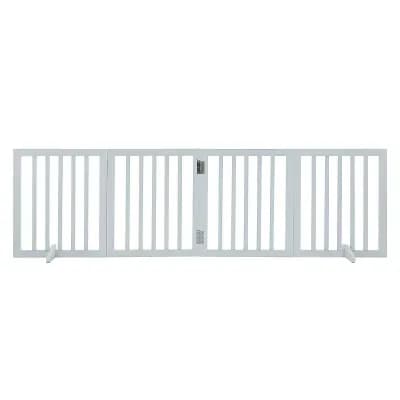 Freestanding Wooden Dog Gate Adjustable Width with Foldable Panels