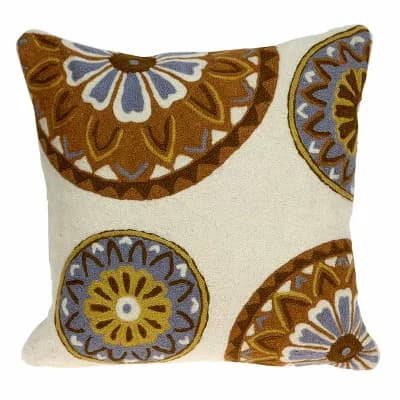 HomeRoots 20" Beige and Brown Cotton Throw Pillow