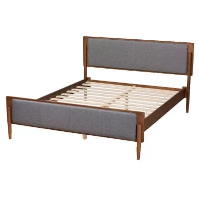 Baxton Studio Powers Platform Bed with Upholstered Headboard