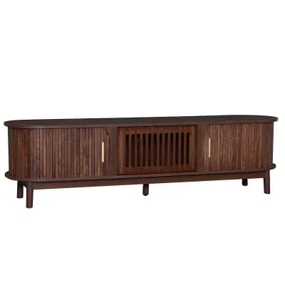Modern Farmhouse TV Stand for 75" TVs, Wood Entertainment Center with Storage Cabinet