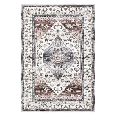 Polyester Imitation Cashmere Rectangular Hallway Entryway Kitchen Office Foldable Flower Printed Rug