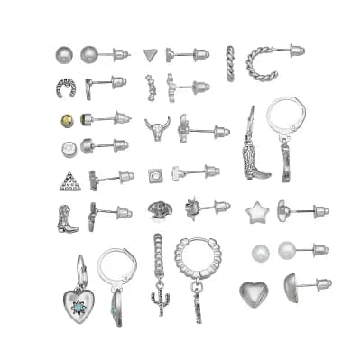 SO® 18-Pair Silver Tone Boho Earring Set
