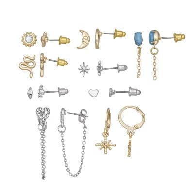 SO® 9-Pair Simulated Stone Earring Set
