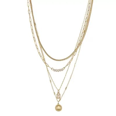 SO® Gold Tone Multi Layer Chain Necklace