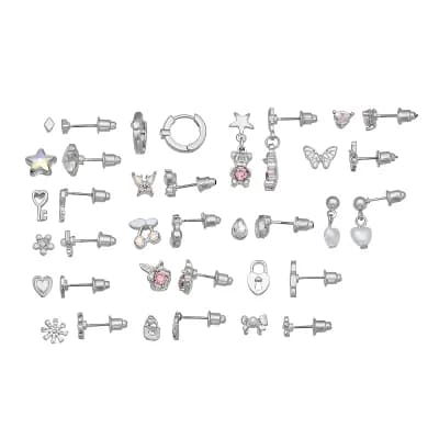 SO® 18-Pair Silver Tone Assorted Earring Set