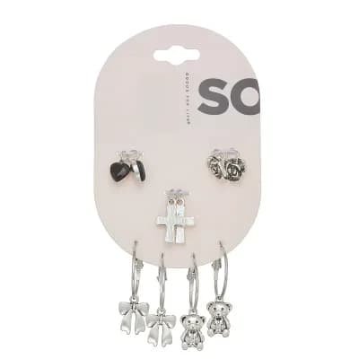 SO® 2-Pair Silver Tone Interchangeable Charm Earring Set