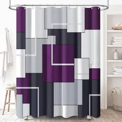 Geometric Shower Curtain With Hooks