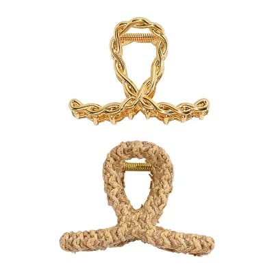 Emberly 2 pc Raffia Loop Claw Hair Clip Set