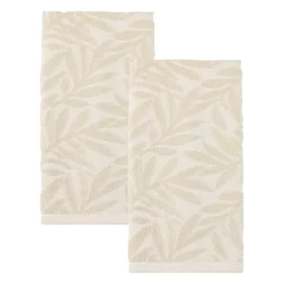 Decorative Embossed Leaf Hand Towels, Pure Cotton, 2 pc Absorbent 28"x 16" Towel Set for Room