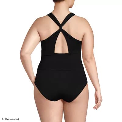 Plus Size Lands' End Twist Back Midkini Swim Top