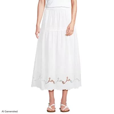 Petite Lands' End Voile Eyelet Midi Skirt