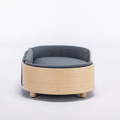 IFMALL Elevated Pet Sofa Bed with Wood Legs and Plush Velvet Cushion