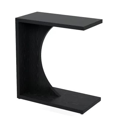 C Table for Couch with Rectangular Wood Top, Slim Side Table for Laptop, Snacks, or Small Spaces