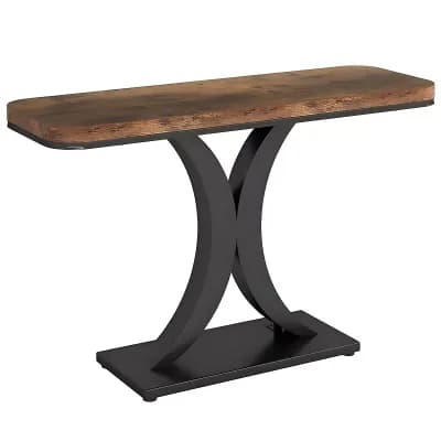Sofa Table for Behind Couch, 39.4" Industrial Hallway Console with Wood Look Top and Metal Frame