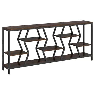 Tall Narrow Sofa Table with Storage Shelves for Hallway or Entryway