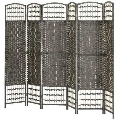 Folding Privacy Screen Room Divider with Diamond Woven Panels