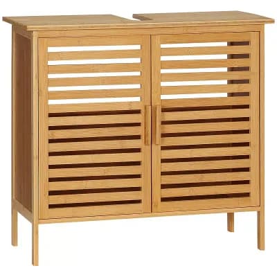Bathroom Storage Cabinet Under Sink, Double Door Pedestal Sink Organizer
