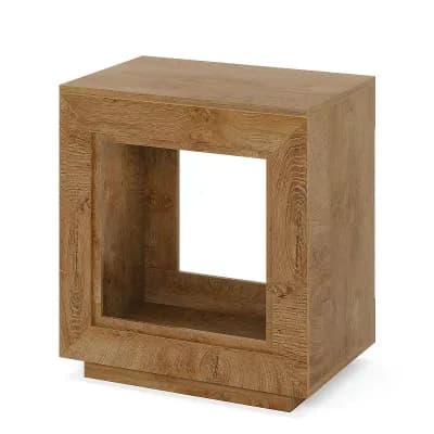 Rustic Wood Nightstand with Open Shelf and Tabletop Storage for Bedroom or Living Room