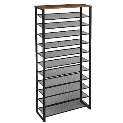 Vertical Shoe Rack 12 tier Freestanding Storage Rack for Flats Sneakers Boots with Top Shelf