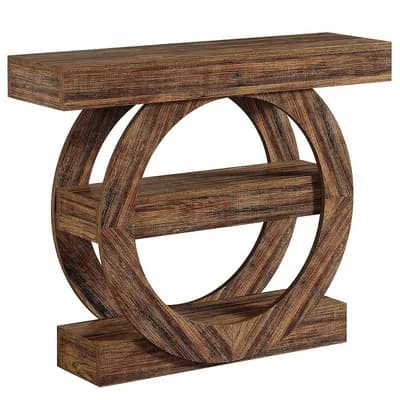 Narrow Console Table with 3 tier Storage Shelves, Entryway Table for Hallway or Behind Sofa