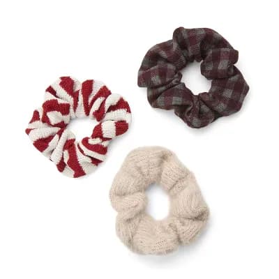 Emberly 3-Pack Plaid & Striped Scrunchie Set