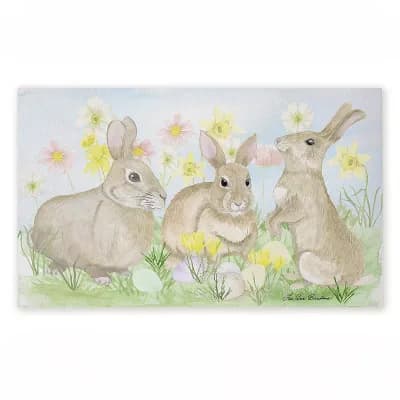 Stupell Home Decor Easter Bunnies in Grass Doormat