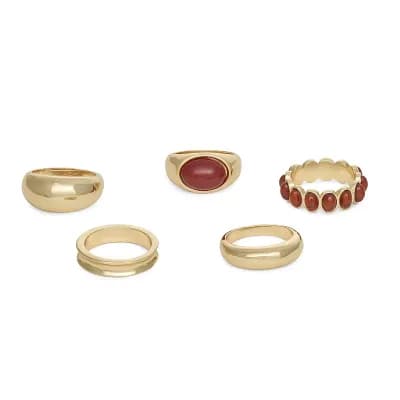 Emberly 5 pc Mixed Ring Set