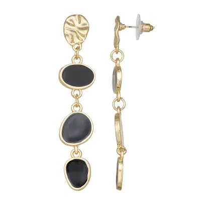 Emberly Gold-Tone Linear Enamel Earrings