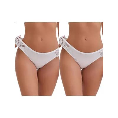 2 Packs Women's Lace Low Rise Hip-Lifting Ribbed Briefs Comfortable Breathable Panties