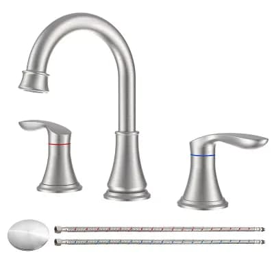 Modern Bathroom Widespread Faucet with Dual Lever Handles, Splash-Free ABS Aerator