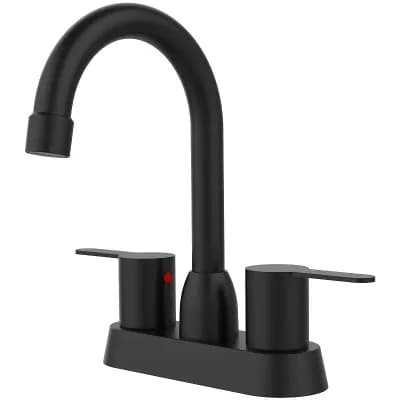 Two-Handle Bathroom Faucet with Deck-Mount Installation for Lavatory Sinks