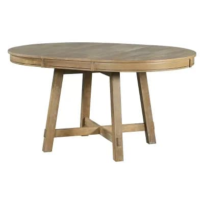Round Dining Table with Leaf Extension, Wood Table for Small Space