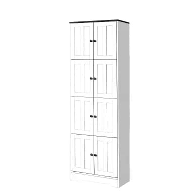 Narrow Tall Storage Cabinet with 4 Door Compartments, Floor Standing Unit