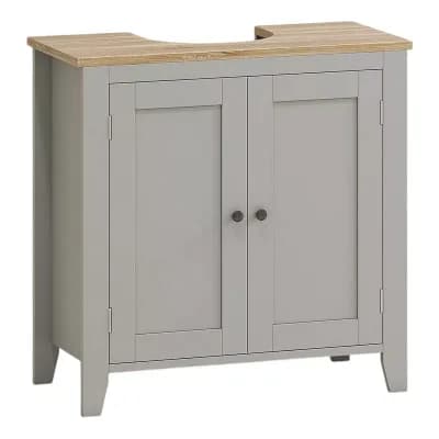 Under-Sink Bathroom Cabinet with U-Shaped Cut-Out and Adjustable Shelf
