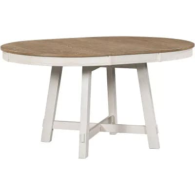 Round to Oval Extendable Dining Table with Insert Leaf, Seats Up to 6