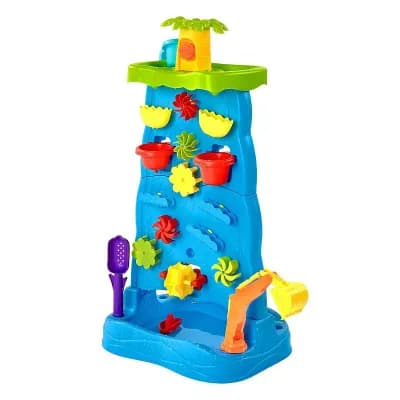 Sand and Water Activity Table for Kids with Play Tools, Excavator, Boat, Water Wheels and Windmill