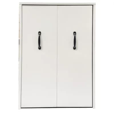 3 tier Freestanding Wooden Bookcase, Dustproof Filing Cabinet with Drawers, Doors and Wheels