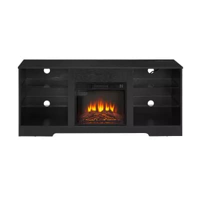3D Fireplace Effect TV Stand, Black