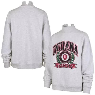 Women's '47 Gray Indiana Hoosiers Laurel Arch Mock Neck Sweatshirt
