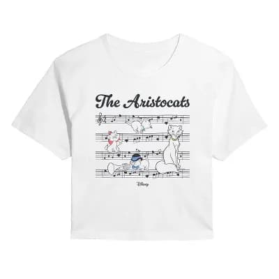 Juniors' Disney's The Aristocats Music Sheet Cropped Tee