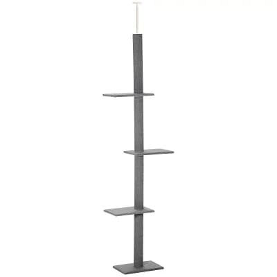 Cat Tower with Adjustable Height, Carpeted Scratching Pillar and Jump Platforms