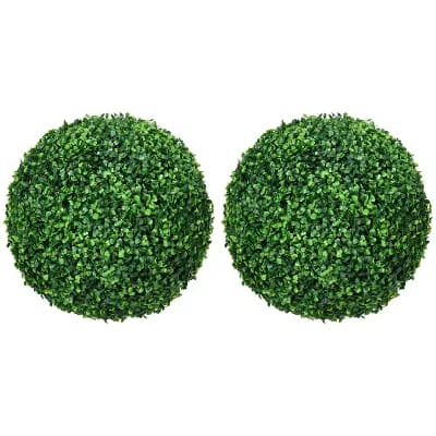 Artificial Boxwood Topiary Ball Set of 2, Lifelike Greenery for Indoor Outdoor Use