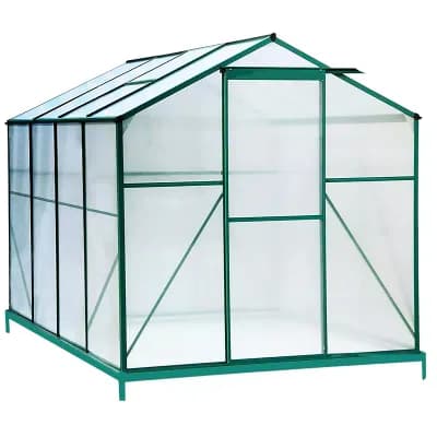 Backyard Walk-In Greenhouse with Sliding Door, Polycarbonate Panels, Aluminum Frame