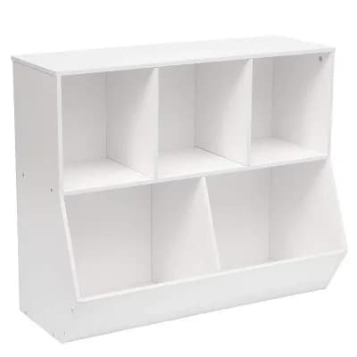 Kids Bookshelf and Toy Storage Unit with Bins, Shelves and Foot Pedal