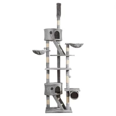 Adjustable Height Cat Tower with Ladders, Plush Beds, and Interactive Ball Toys
