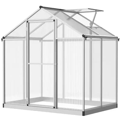 Backyard Polycarbonate Greenhouse Kit with Aluminum Frame and Roof Vent