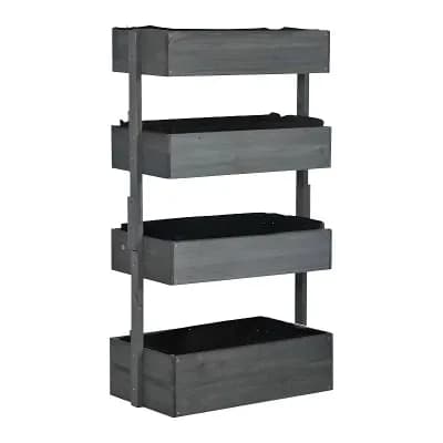 4 tier Wooden Vertical Garden Planter for Patio, Balcony, or Small Outdoor Space - Grey