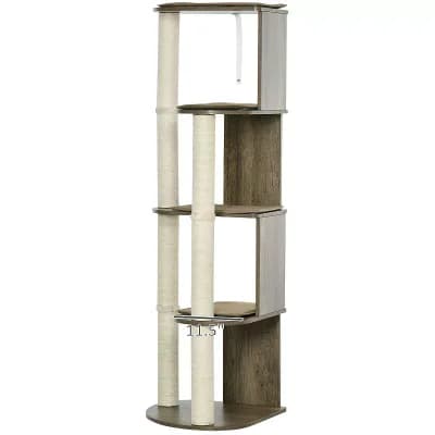 Corner Cat Tree with Multiple Perches, Scratching Posts, and Stable Base