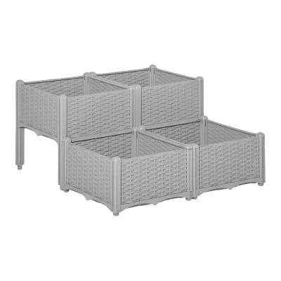 Elevated Polypropylene Planter for Vegetables, Herbs, or Flowers Small Spaces - Grey