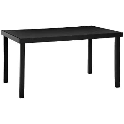 55-Inch Outdoor Dining Table with Wood-Look Surface and Aluminum Base - Black